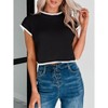 Clearlove Womens Summer Cropped Sweater Vest Trendy Cap Sleeve Crop Tops Crew Neck Loose Knit Tank Top - 2 of 4
