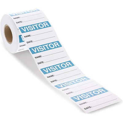 Juvale Visitor Sticker Roll, Name Sticker, Blue and White Label (3 x 2 in, 500-Count)