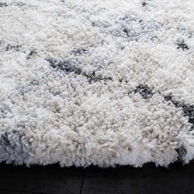 Fontana Round Gray Shag Synthetic Area Rug