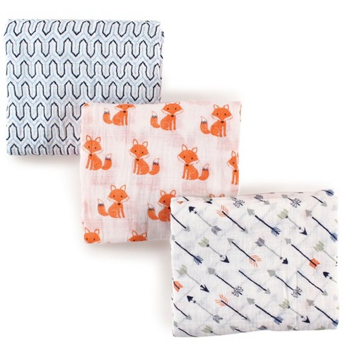 Hudson Baby Infant Boy Cotton Muslin Swaddle Blankets, Foxes, One Size - image 1 of 2