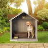 SEVOBAL Pet Crates and Houses Ventilated Dog House with Elevated Floor, Weatherproof Puppy Shelter for Breeds Easy Clean, Brown, 26.26"*24.57"*25.83" - 2 of 4