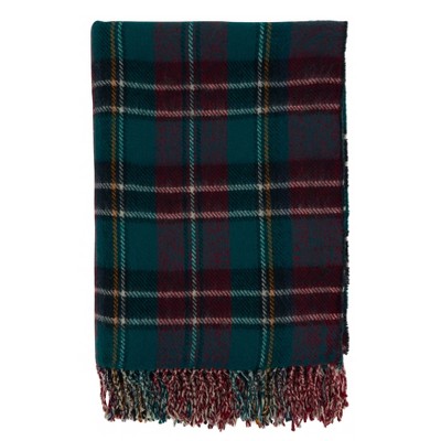 50"x60" Reversible Plaid Throw Blanket Green - Saro Lifestyle