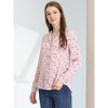 Allegra K Women's Floral Loose V Neck Long Sleeve Button-Up Shirt - 4 of 4