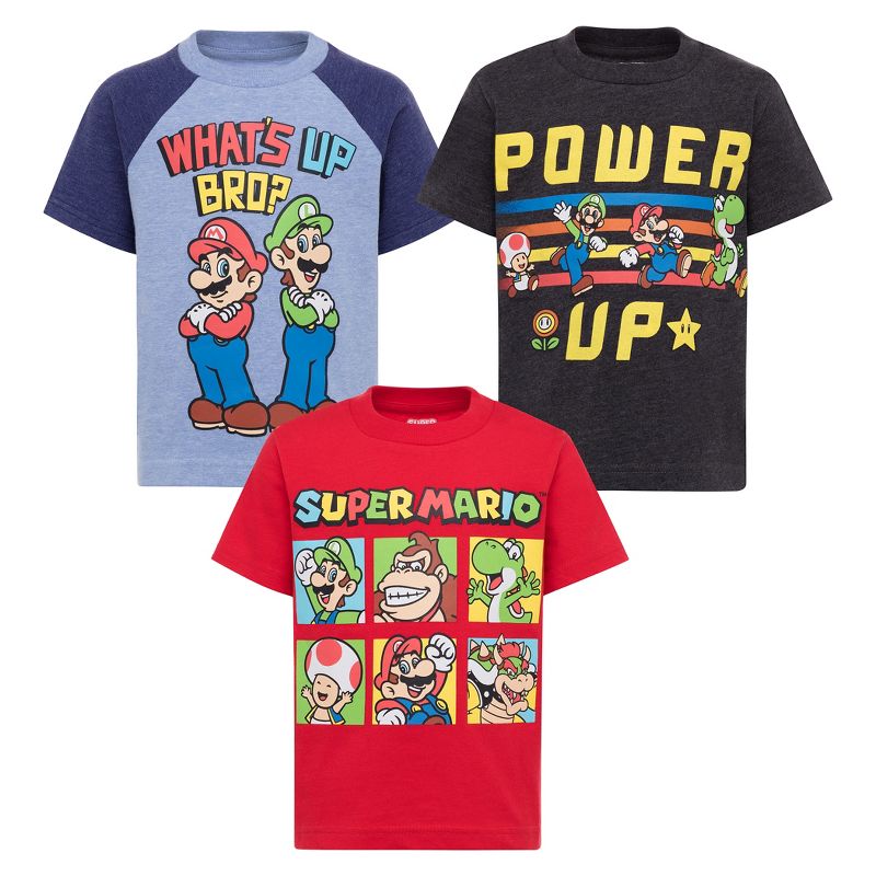 SUPER MARIO Nintendo Mario Luigi Baby Boys 3 Pack Graphic T-Shirt , 1 of 5