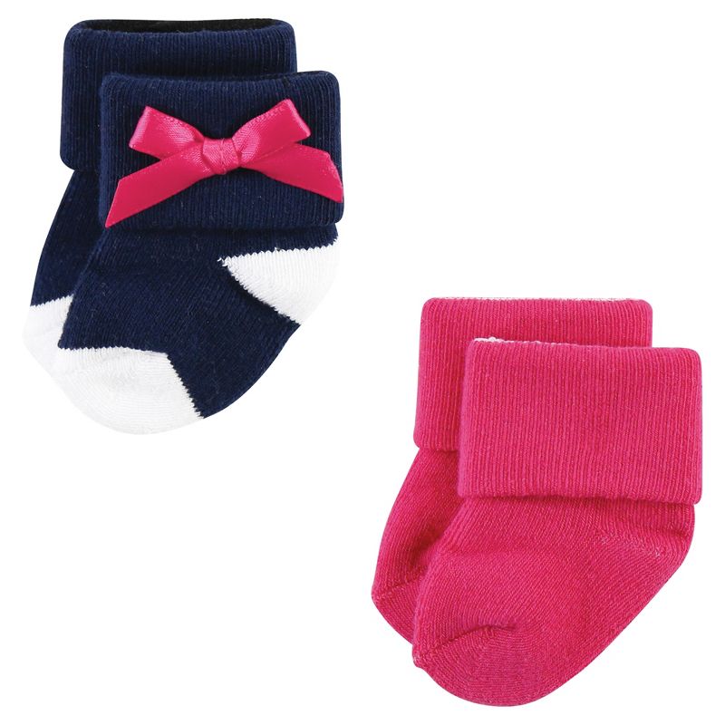 Luvable Friends Infant Girl Newborn and Baby Terry Socks, Bows, 3 of 9