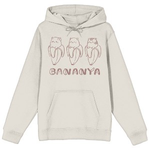 Bananya Character Outlines Adult Sand Long Sleeve Hooded Sweatshirt-XXL - 1 of 3
