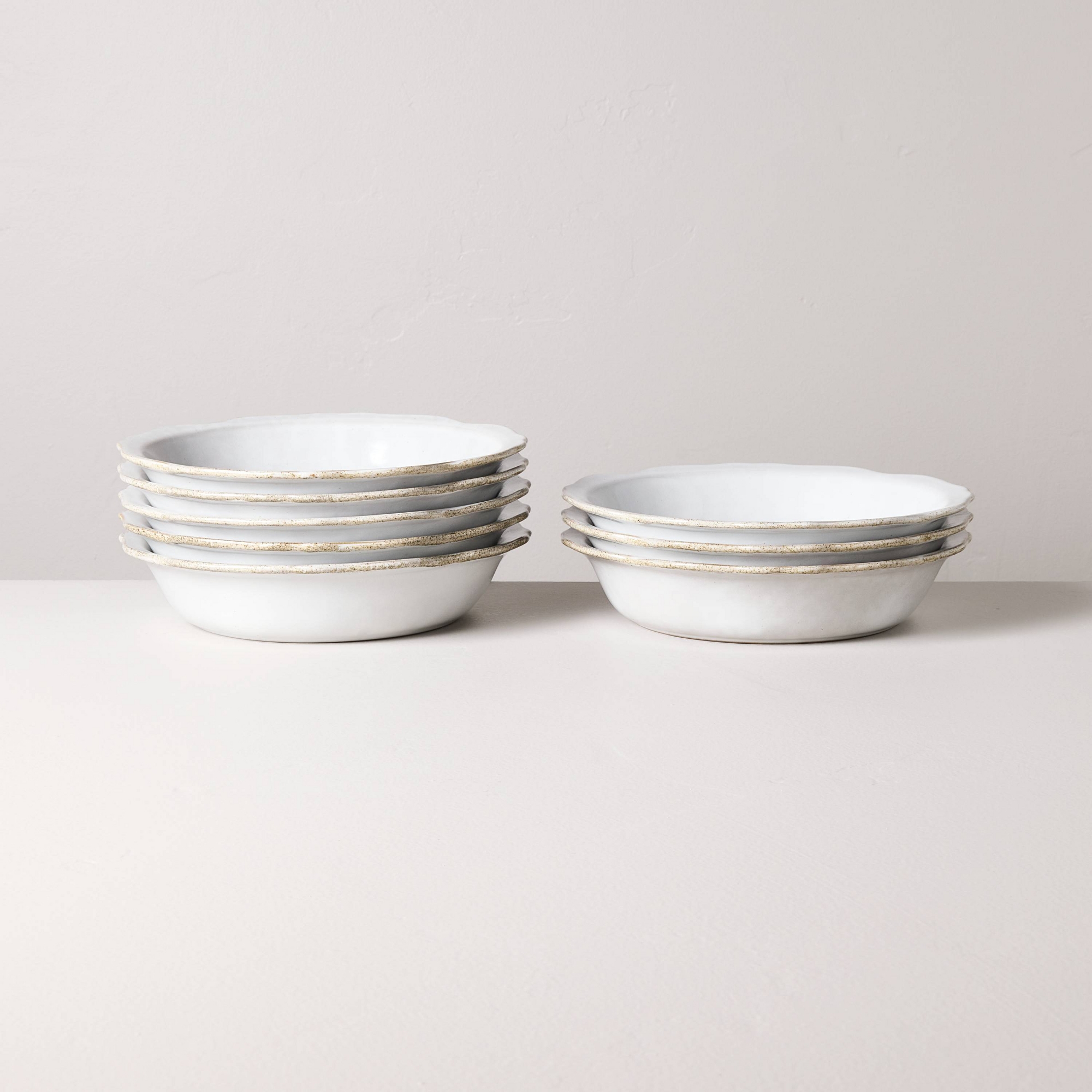 Set of 8 Carved Edge Pasta/Grain Bowls Cream - Hearth & Hand™ with Magnolia