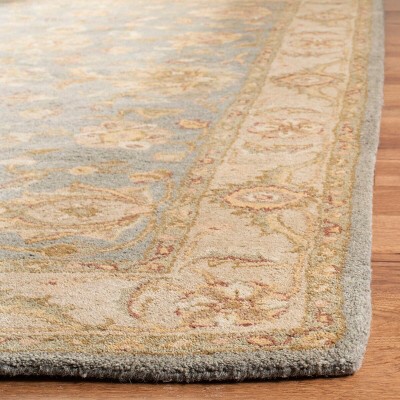Blue and Beige Handmade Wool Tufted Square Rug, 6' x 6'