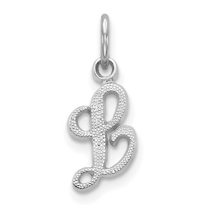 Black Bow Jewelry 14k White Gold, Sadie Collection, Mini Satin Script Initial L Charm - 1 of 4
