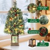 3 Ft Pre-lit Christmas Tree, Potted Artificial Xmas Tree with 70 LED Lights, 16 Pinecones, 16 Red Berries, for Entrance Home Office Holiday Decor - 4 of 4