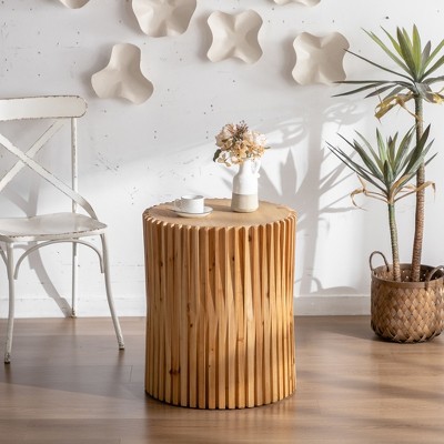 NicBex 31.5 Inch Coffee Table Modern Wooden End Table with Vertical Texture Relief Design for Living Room, Bedroom