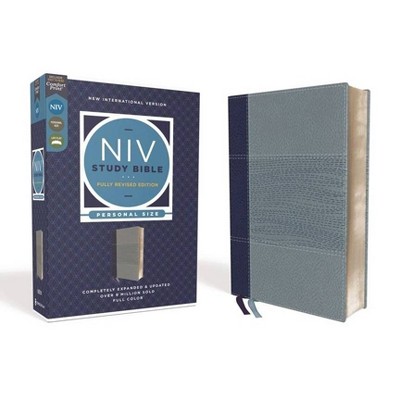 NIV Study Bible, Fully Revised Edition, Personal Size, Leathersoft, Navy/Blue, Red Letter, Comfort Print - by  Zondervan (Leather Bound)