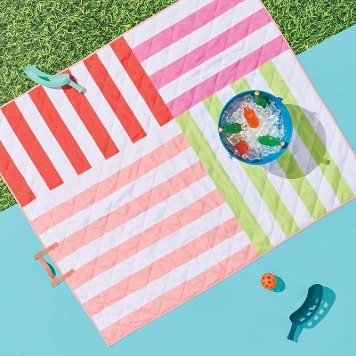 Picnic Blanket Pink Broken Striped - Sun Squad&#8482;_1