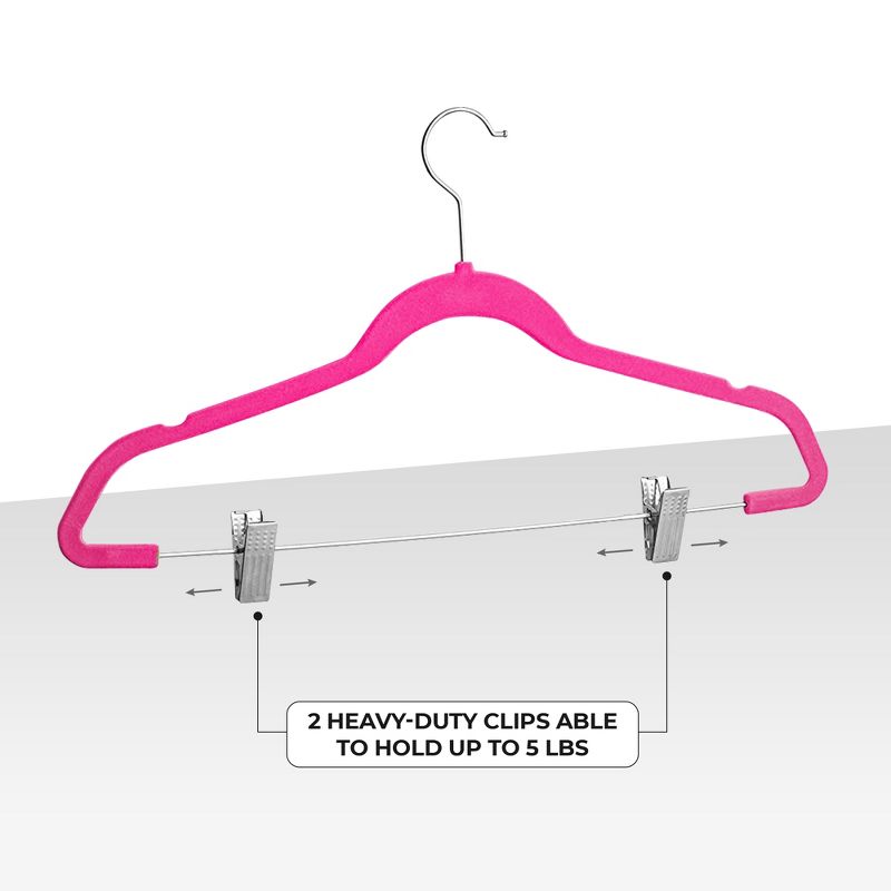 OSTO 20 Pack Premium Velvet Hangers with Clips, Non-Slip Pants Hangers with Notches; Thin Space-Saving with 360 Degree Swivel Hook, 3 of 5