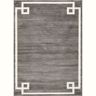 Gray Geometric 9' x 12' Synthetic Easy Care Area Rug