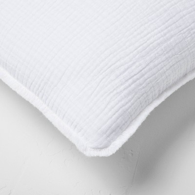 Euro 26''x26'' Textured Chambray Cotton Decorative Throw Pillow White - Casaluna: Indoor Square Pillow, Zipper Closure