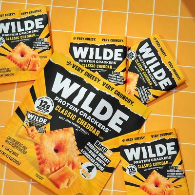 WILDE 12g On the Go Snacks Protein Crackers - Classic Cheddar - 1.06oz/4ct: 4.24 oz, Ready to Eat