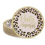 Sparkle and Bash 48 Pack Cheetah Print Paper Plates for Party Animal Safari Birthday Supplies (9 In)