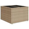 vidaXL Garden Table Beige PE Rattan, Powder-Coated Steel, Tempered Glass - 2 of 4