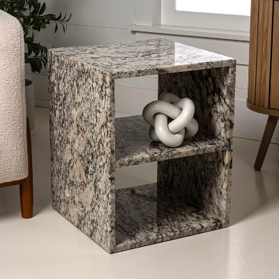 JONATHAN Y Sloane 20" Modern Natural Marble Handmade Rectangular 2-Shelf End Table