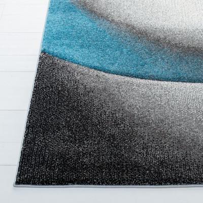 Hollywood Grey and Blue Abstract Runner Rug