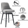 26" Counter Height Barstools,Mid Century Bar Chairs with Back & Wood Legs for Dining Room Kitchen Island, Gray - 3 of 4