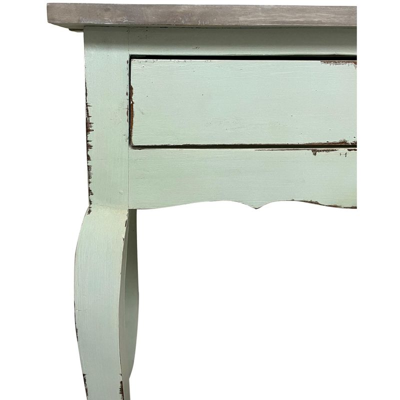 Besthom Shabby Chic Cottage 23.8 in. Bahama Rectangular Solid Wood End Table with 1 Drawer, 5 of 7