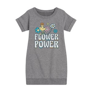 - Peanuts - Flower Power Graphic Short Sleeve Fleece Dress - 1 of 4