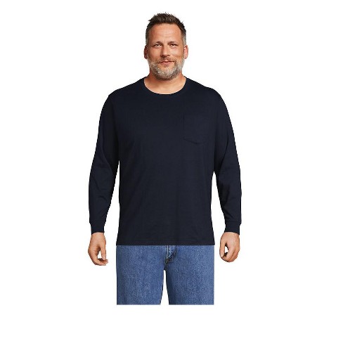 Lands' End Men's Big Super-t Long Sleeve T-shirt With Pocket : Target