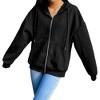 Women Hooded Long Sleeve SweatShirts Fleece Zip Up Jackets - 2 of 3