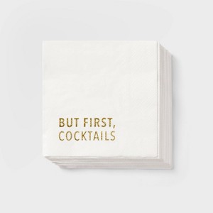 30ct Beverage Napkins 'But First Cocktails' - Spritz™ - 1 of 3