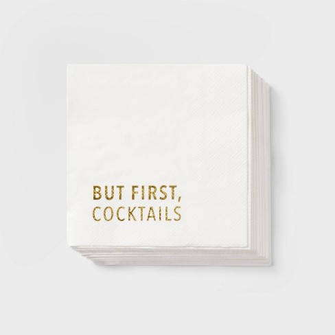 30ct Beverage Napkins 'But First Cocktails' - Spritz™ - image 1 of 3