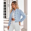 Coolmee Women's Jean Jacket Cropped Shacket Jacket Fashion Button Down Shirt Coat Tops - 3 of 4