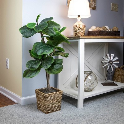 Eternal Green 39" Faux Fig Tree in Dark Wood Basket