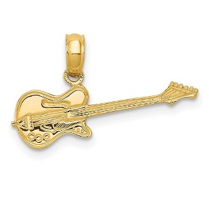 Black Bow Jewelry 14k Yellow Gold Electric Guitar Pendant - 1 of 4
