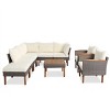 Nestfair 9pc Outdoor Conversation Set With Acacia Wood Legs and Tabletop Beige - 2 of 4