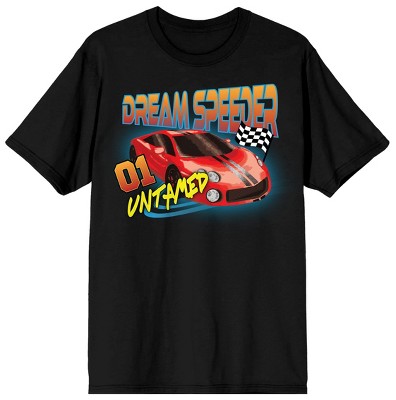 Car Fanatic Red Car With Black Stripe Dream Speeder Men's Black Graphic ...