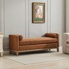 TinyHomie66W Elegant Upholstered Bench Daybed Ottoman Brown Polyurethane(PU) - 3 of 4