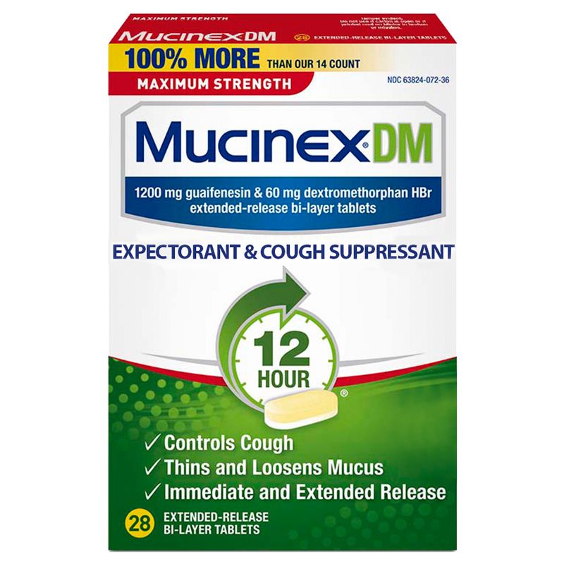  Mucinex DM Max Strength 12 Hour Cough Medicine - Tablets, 1 of 4