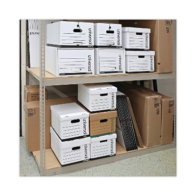 White Medium-Duty Paper Storage Box with Lift-Off Lid, 12-Pack