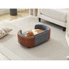 Scandinavian style Elevated Dog Bed Pet Sofa With Solid Wood legs and Walnut Bent Wood Back,Dark Grey Velvet,Small Size - 2 of 4