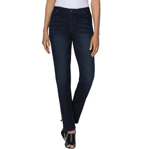 Roaman's Women's Plus Size Iconic Straight Leg Jean - 1 of 4