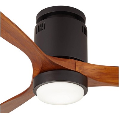 52" Matte Black and Walnut Wood Ceiling Fan with LED Light and Remote