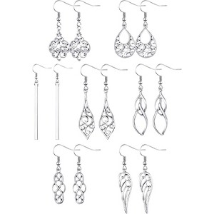 7 Pairs Celtic Knot Earrings for Women, Silver Teardrop Hoop Vintage Boho Dangle Jewelry Set - 1 of 4