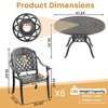 7-Piece Cast Aluminum Outdoor Dining Set with Red Cushions, Round Table & Stackable Chairs - for Patio, Backyard - 4 of 4