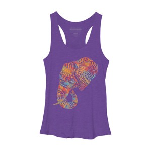Women's Design By Humans Elephant (Majestic) By kase Racerback Tank Top - 1 of 3