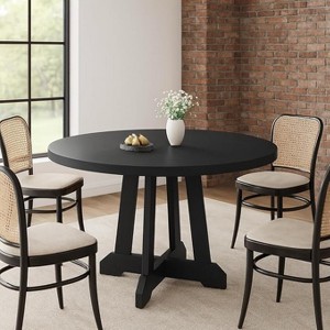 Round Dining Table for 4,Kitchen Dining Room Circle Dinner Pedestal Table,Space Saving Wood Kitchen & Dining Room Furniture - 1 of 4