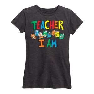 Women's - Dr. Seuss - The Cat In The Hat Book Cover Teacher I Am Short Sleeve Graphic T-Shirt - 1 of 4