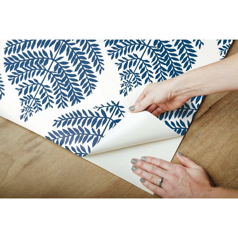 RoomMates Hygge Fern Damask Peel and Stick Wallpaper Blue, 4 of 13