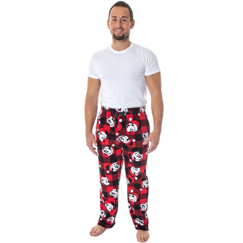 Disney Mickey Mouse Mens Plaid Minky Plush Fleece Pajama Pants, 2 of 6